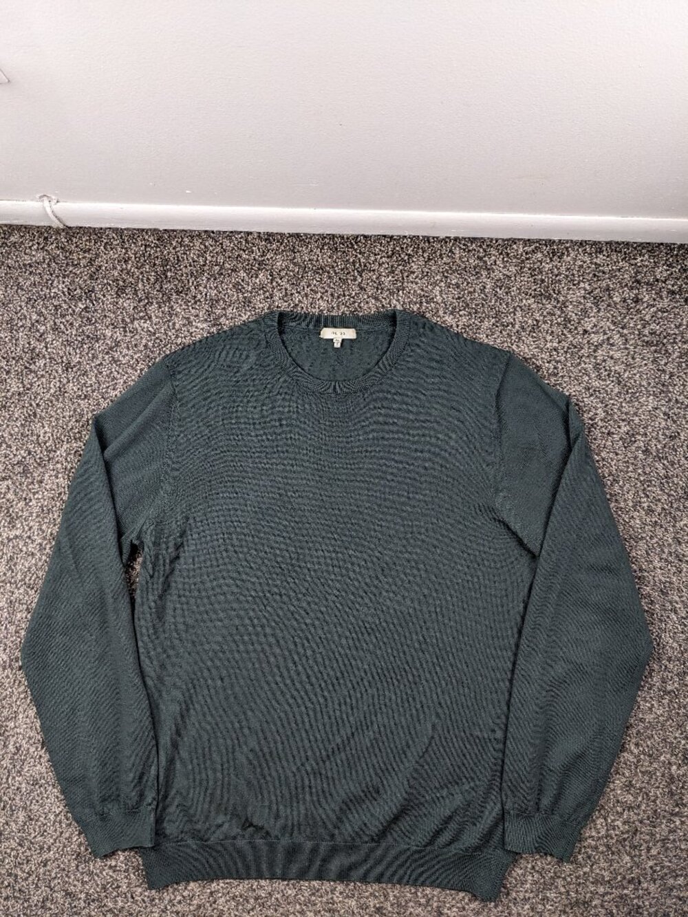 Reiss Sweater Hart 100% Merino Wool Crewneck Pullover Gray Mens XL Slim Fit